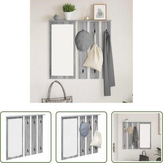 vidaXL vidaXL Scaffale per ingresso - Appendiabiti a muro con specchio Grigio sonoma 84 x 10 x 80 cm