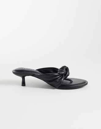 Asos Heartbreak - Infradito premium con tacco e nodo in pelle neri-Nero
