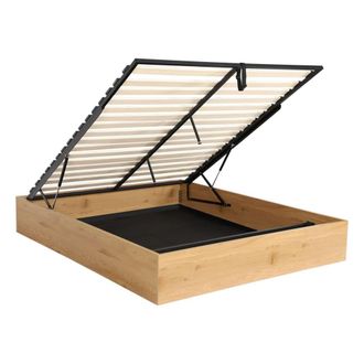 Sweeek Cama con caj&oacute;n y somier de l&aacute;minas 160x200cm, decorado en madera