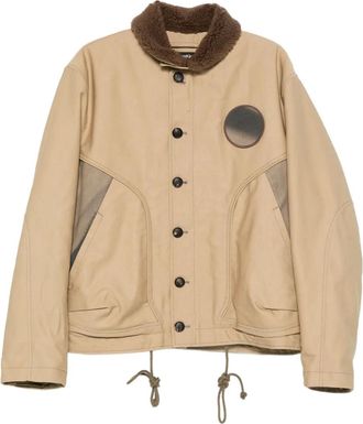 Jiyong Kim circular-patch button-fastening jacket - Neutrals