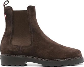 Bally Brown Sleek Elastic Panel Suede Ankle Boots