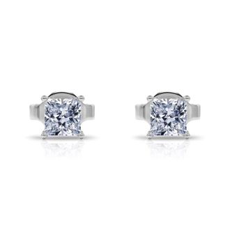 Tresorra 14K White Gold Princess Cut Earth Mined Diamond Stud Earrings