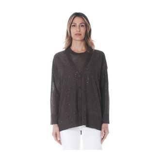KANGRA Cardigans, female, Brown, Size: XS Cardigan lungo in lurex