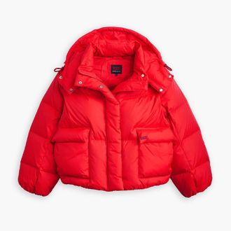 Levi's Dames Levis Western Short Bubble Puffer Jacket in rood