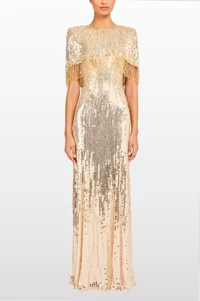 Jenny Packham Blake Sequin-Embellished Maxi Dress in Sugar at Nordstrom, Size 10 Uk