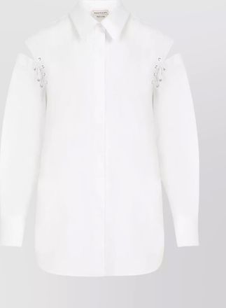 Alexander McQueen lace-up shoulder detail cotton shirt