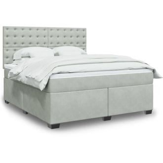 vidaXL Vidaxl - Cama Box Spring Con Colch&oacute;n Terciopelo Gris Claro 180x200 Cm