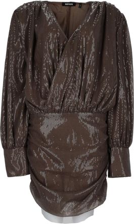 Rotate Sequined Mini Dress With Deep V-Neckline And Puffed Sleeves