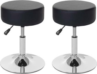 Hhg Set 2 sgabelli girevole regolabile HHG 189 cromato ecopelle ø 35cm nero