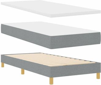 vidaXL Box Spring Bed with Mattress Light Grey 190 x 90 cm Polyester vidaXL