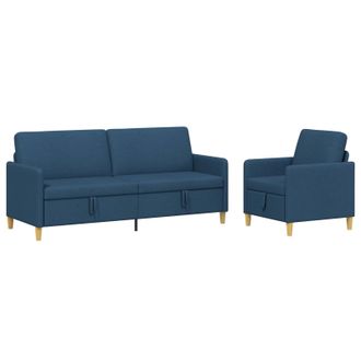 vidaXL Set Di Divani Con Storage 2 Pz 4 Posto Blu 192 X 78 X 87 Cm Vidaxl