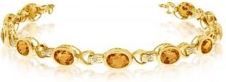 Allurez Oval Citrine & Diamond Link Bracelet 14k Yellow Gold (9.62ctw)