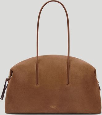 DeMellier The Stockholm in Deep Tan Suede & Deep Tan Smooth Leather Tote & Work bag