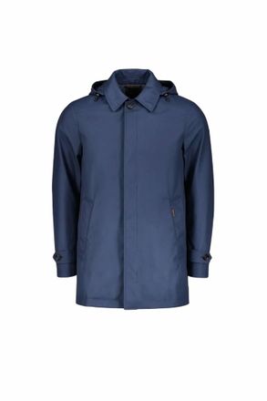 Moorer Mens Ravel Mid-Length Hooded Raincoats In Blue