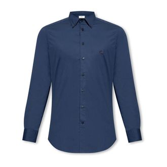 Etro Shirt met Logo - Heren - Casual Overhemden - Blauw - L - Katoen - Overhemden
