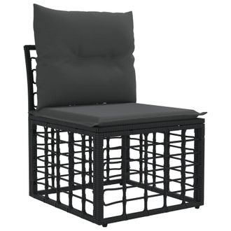 vidaXL Unidad De Sof&aacute; Modular Exterior Sin Brazo Negro Rat&aacute;n Sint&eacute;tico Vidaxl