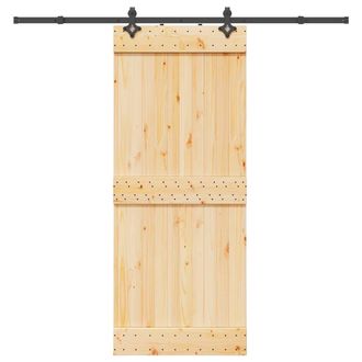 Berkfield Home Sliding Door with Hardware Set 85x210 cm Solid Wood Pine in Brown