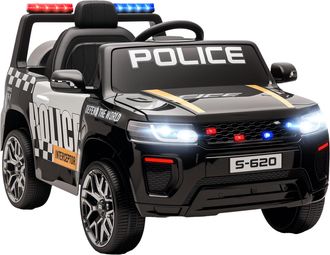 OEM Coche El&eacute;ctrico Para Ni&ntilde;os De Polic&iacute;a Con Mando A Distancia Motor Doble Sirena Suspensi&oacute;n En 4 Ruedas Y Faros Negro