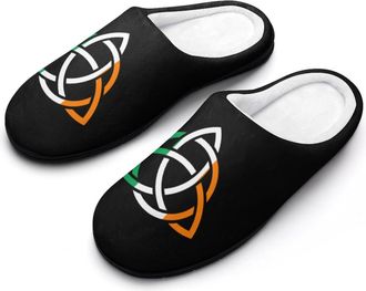 Generic Irish Ireland Celtic Tribal Mens Slippers Slip On Comfortable Fleece Cotton House Shoes Winter
