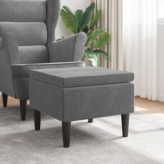 vidaXL Taburete Con Patas De Madera Terciopelo Gris Oscuro Vidaxl