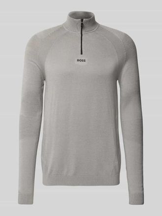 HUGO BOSS Regular Fit Troyer mit Schurwoll-Anteil Modell TOUR SEAMLESS QZ in Hellgrau, Gr&ouml;&szlig;e XXL