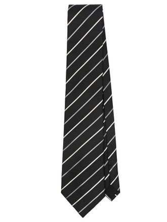 Saint Laurent Black Striped Tie