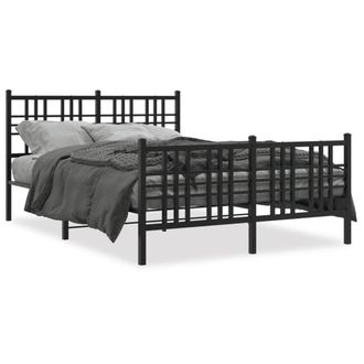 Berkfield Home Metal Bed Frame without Mattress with Footboard Black 137x190cm | Size: 137x190 cm