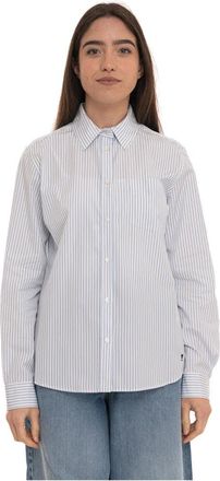 Max Mara Wkdbahamas Katoenen blouse - Dames - Overhemden - Blauw - XL - Katoen - Overhemden