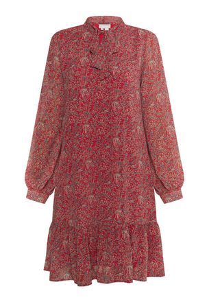 Usha Midi-jurk met bloemenprint Dames Rood Veelkleurig