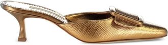 Manolo Blahnik Mules Maysalebi con fibbia - Oro