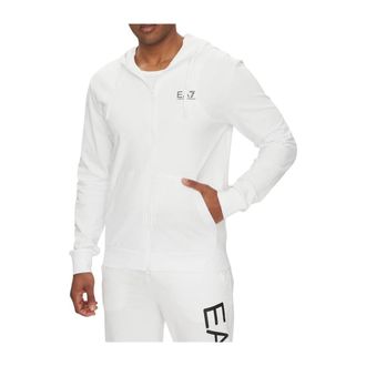 Emporio Armani Zip-through Sweatshirt - Heren - Vesten met rits - Wit - M - Katoen - Hoodies & sweatvesten