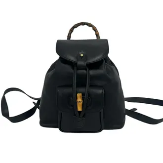 Gucci Black Leather Bamboo Backpack (Pre-Owned)
