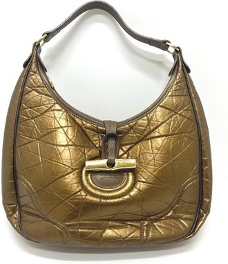 Longchamp Bronze Leather Nylon Handbag Shoulder Bag Tote Bag (Pre-Owned)