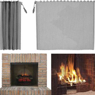 OEM Pantalla De Malla Para Chimenea, Protecci&oacute;n Contra Chispas, Panel Simple, Negro, Transparente, Dos Paneles De 24