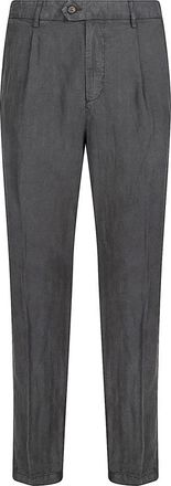 Eleventy Broeken, Heren, Grijs, W34, Katoen, Lyocell Linnen Katoenen Broek met Pences