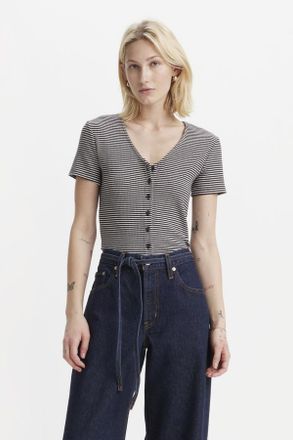 Levi's Camiseta Muse - Mujer - 2XS - Negro / Vanilla Stripe Caviar