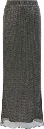 French Connection Tamy Lurex geplooide maxi-rok voor dames (Zwart)