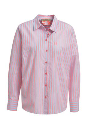Smith & Soul Hemdbluse SMITH & SOUL, Damen, Gr. S, neon coral print, Web, Obermaterial: 100% Baumwolle, gestreift, regular fit h&uuml;ftbedeckend, 2-Knopf-Manschette, B