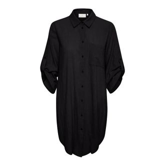 Kaffe Abito Camicia Nero Profondo con Maniche &frac34; - - Dresses - Donna - Nero - S