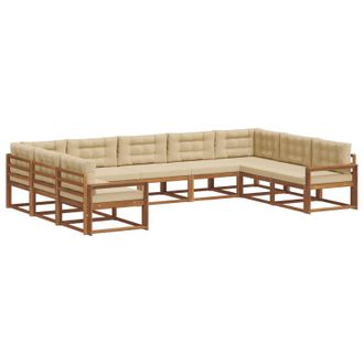 vidaXL Conjunto De Sof&aacute;s De Exterior 9 Uds. Natural Y Beige Vidaxl