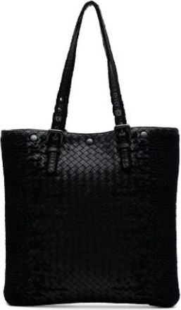 Bottega Veneta Pre-owned Woven Leather Tote - Dames - Vintage Schoudertas - Zwart - ONE Size - Leer - Vintage