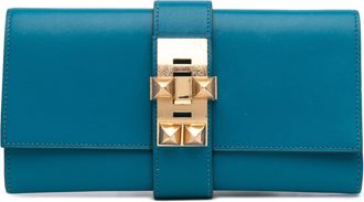 Herm&egrave;s Pre-owned Womens Herms Leather Clutch - Teal - One Size