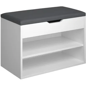 TecTake Banco zapatero para 6 pares y acolchado 60 x 30 x 43,5 cm, blanco