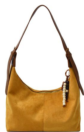 Generic Pufei Faux Suede Work Tote Purse Shoulder Bag Slouchy Dumpling Bag for Women (Black)