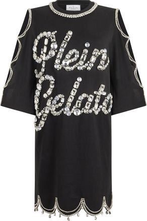 Philipp Plein Mini T-Shirt Dress Crystal Waves