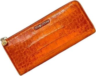 Miu Miu Pre-owned Long wallet (bi-fold) - Dames - Vintage Accessoires - Oranje - ONE Size - Leer - Vintage