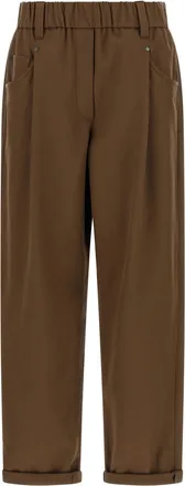 Brunello Cucinelli Brown Cotton Casual Womens Pants