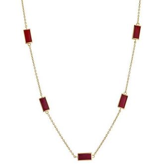 Jan Leslie Five Stations Rectangle Dash Necklace In Sterling 18K Gold Overlay in Red at Nordstrom