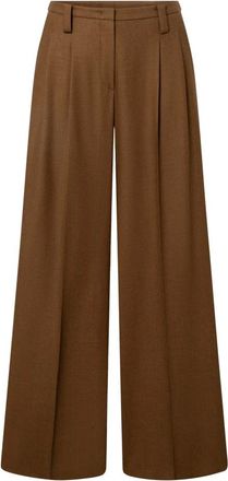 Windsor Broeken, Dames, Bruin, XS, Wol, Palazzo Broek met Plooi