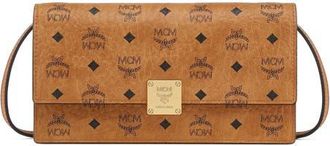 MCM Aren Crossbody Wallet in Visetos in Cognac at Nordstrom